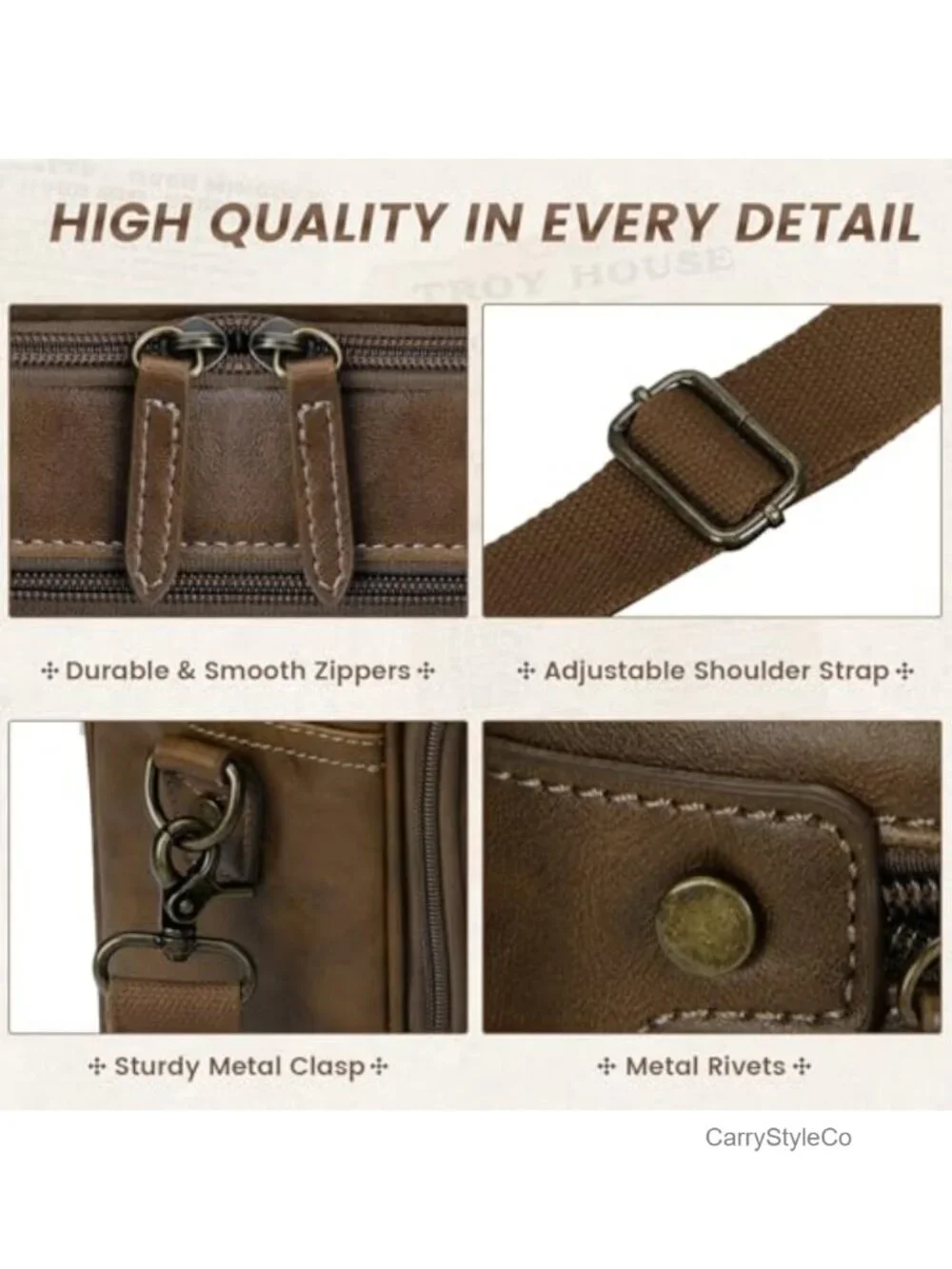 Leather Messenger Laptop Bag for Men 16 Inch Briefcase
